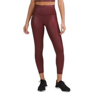 Lululemon | Wunder Train High Rise Leggings in Matte Foil Red Merlot Size 2